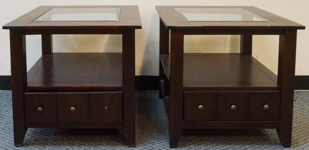 PAIR OF MODERN STAINED WOOD AND