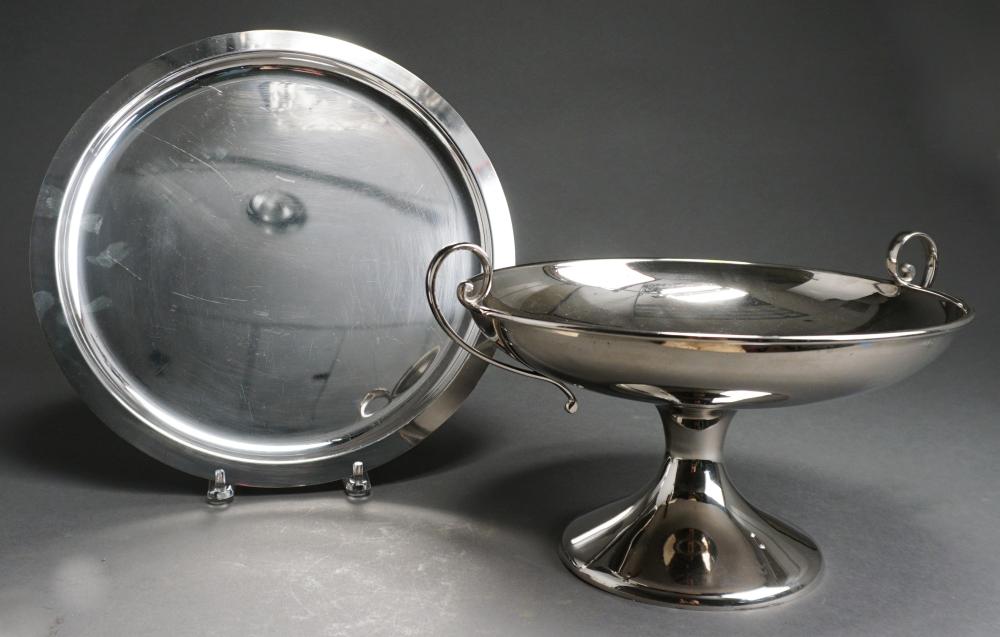 SILVER PLATE FOOTED BOWL AND TRAYSilver 32f749