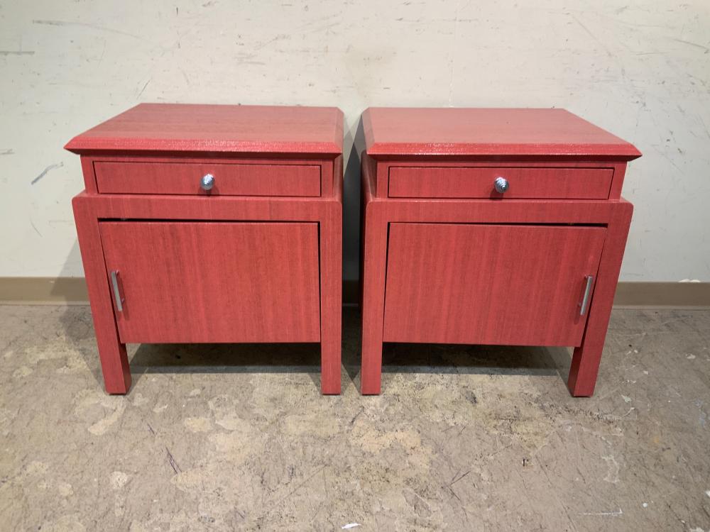 PAIR OF MODERN RED PAINTED LINEN