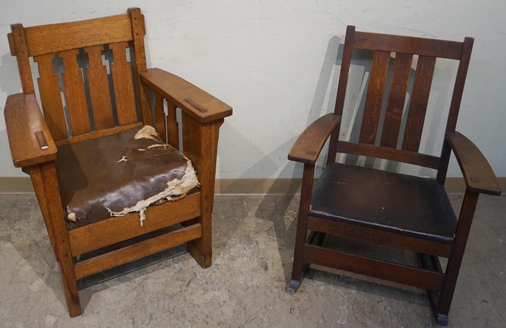 L AND J G STICKLEY OAK ARM ROCKER 32f767