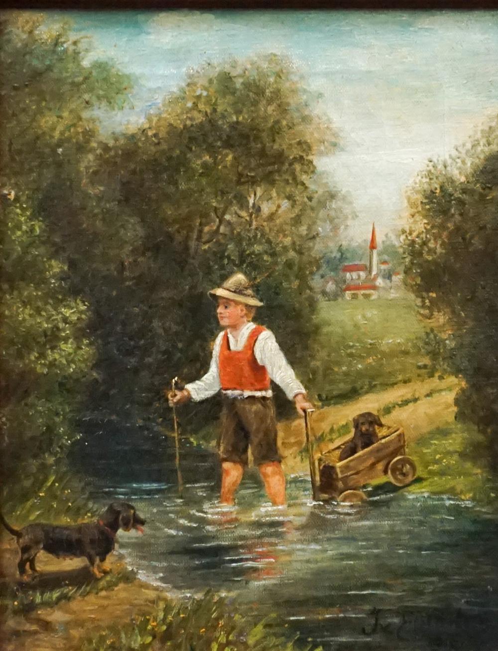 20TH CENTURY SCHOOL BOY IN RIVER  32f77f