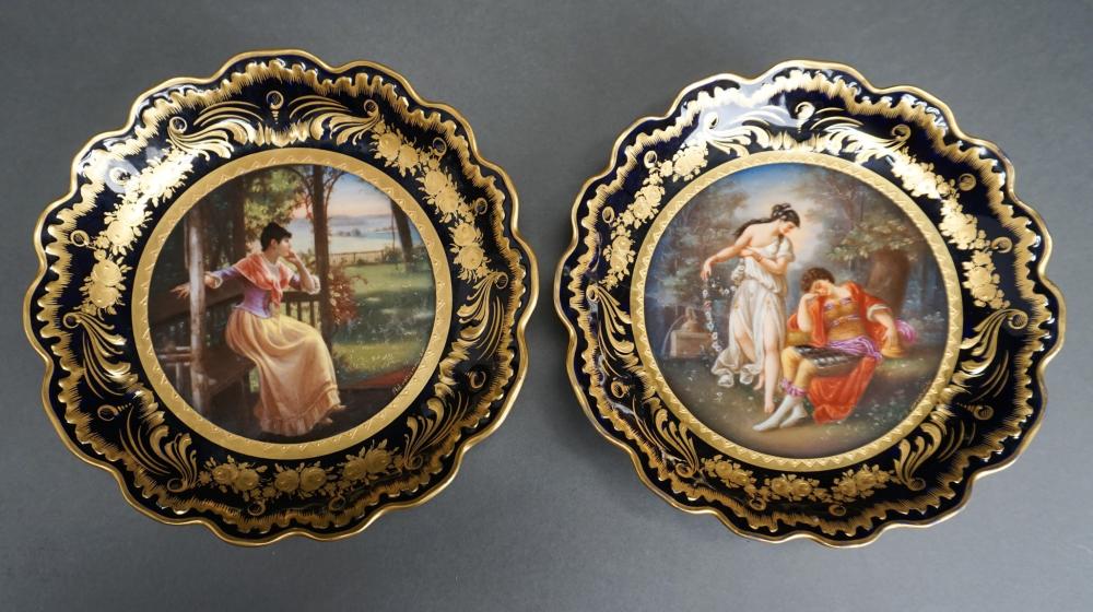 TWO ROYAL VIENNA TYPE HAND-PAINTED
