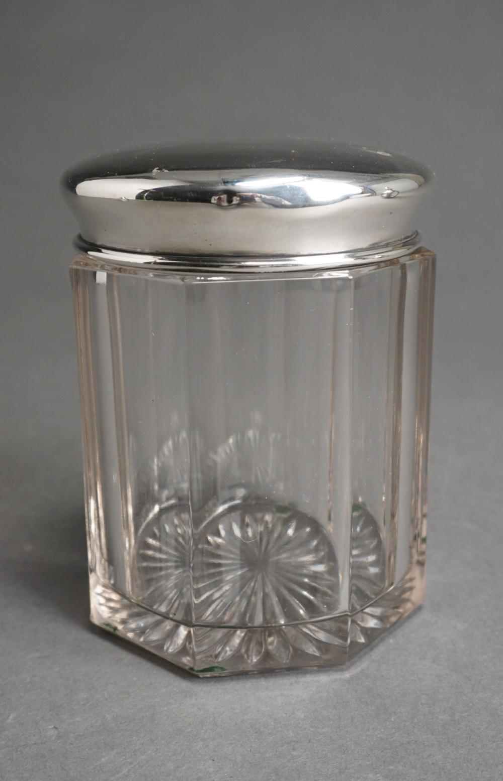 STERLING SILVER LIDDED GLASS HUMIDOR,