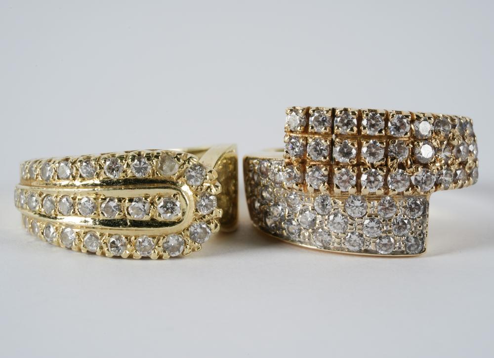 TWO 14 KARAT YELLOW GOLD RINGScomprising 32f826