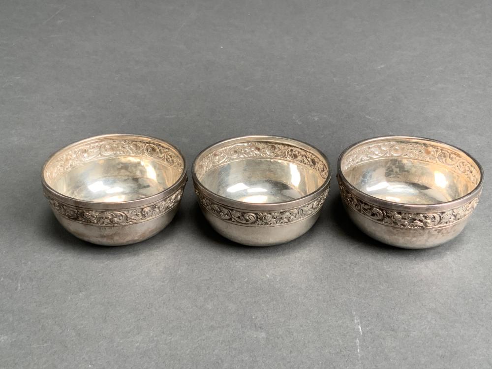 THREE LOW PURITY SILVER BOWLS  32f843