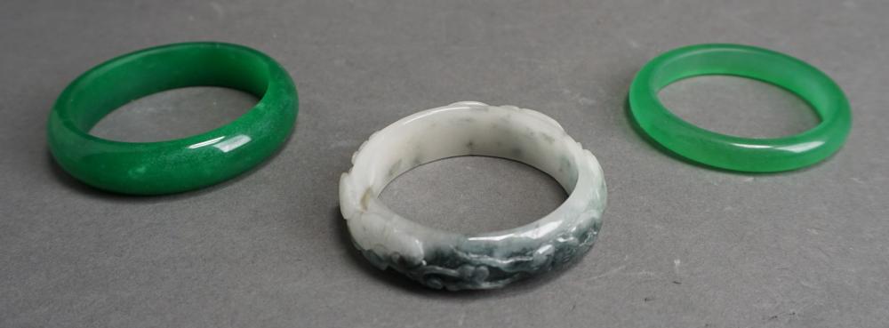 THREE CHINESE JADE BANGLESThree 32f84e