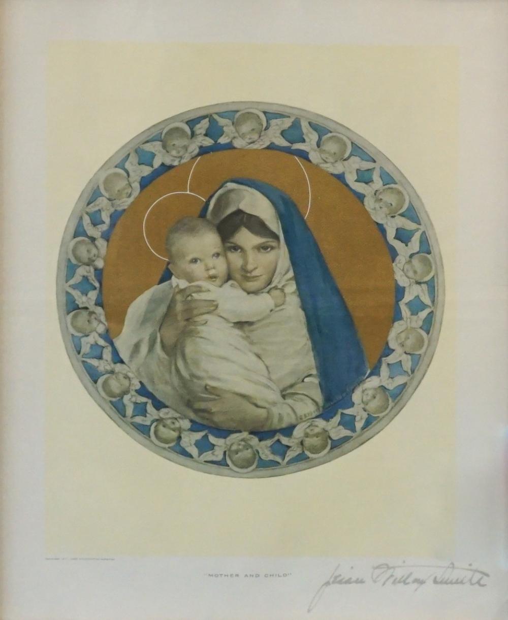 MOTHER AND CHILD, MIXED MEDIA PRINT,