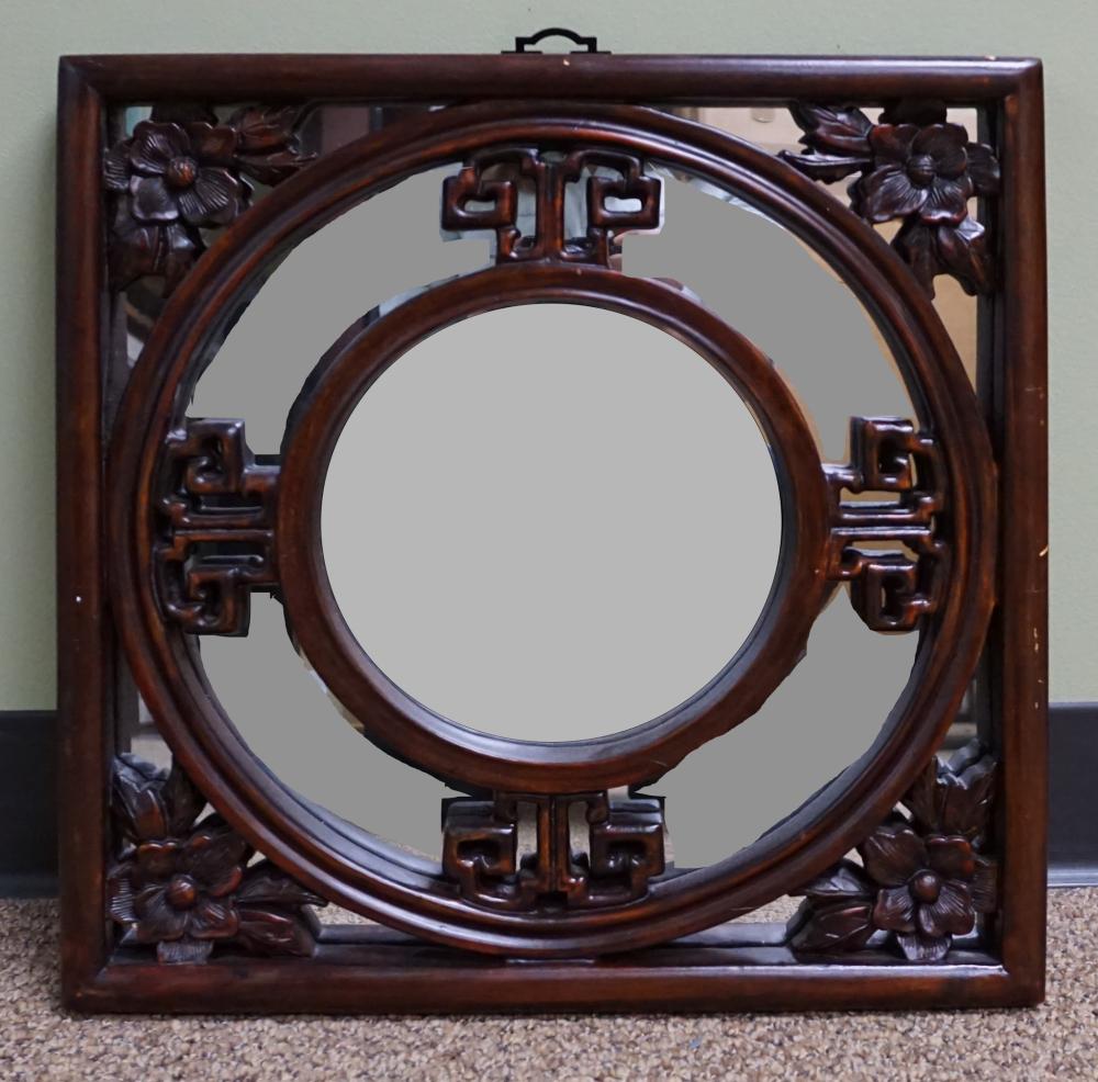 CHINESE CARVED HARDWOOD FRAME MIRROR  32f885