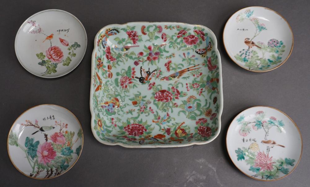 FOUR CHINESE FAMILLE ROSE SAUCERS 32f8c2