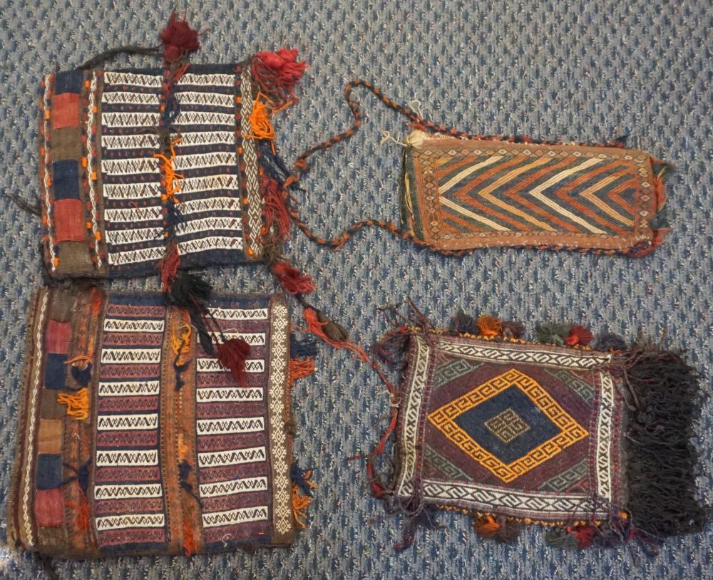 FOUR KILIM DOUBLE-SIDED BAGS, LARGEST:
