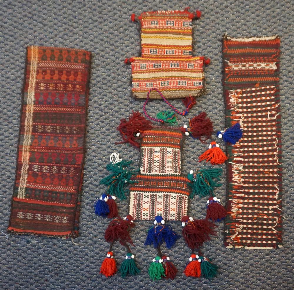 FOUR CENTRAL ASIAN KILIM BAGS AND
