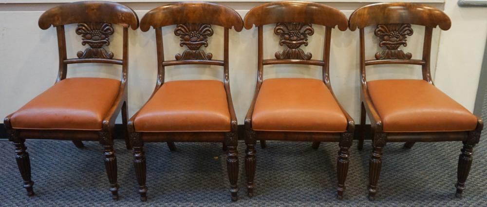 SET OF FOUR GEORGE IV CARVED MAHOGANY