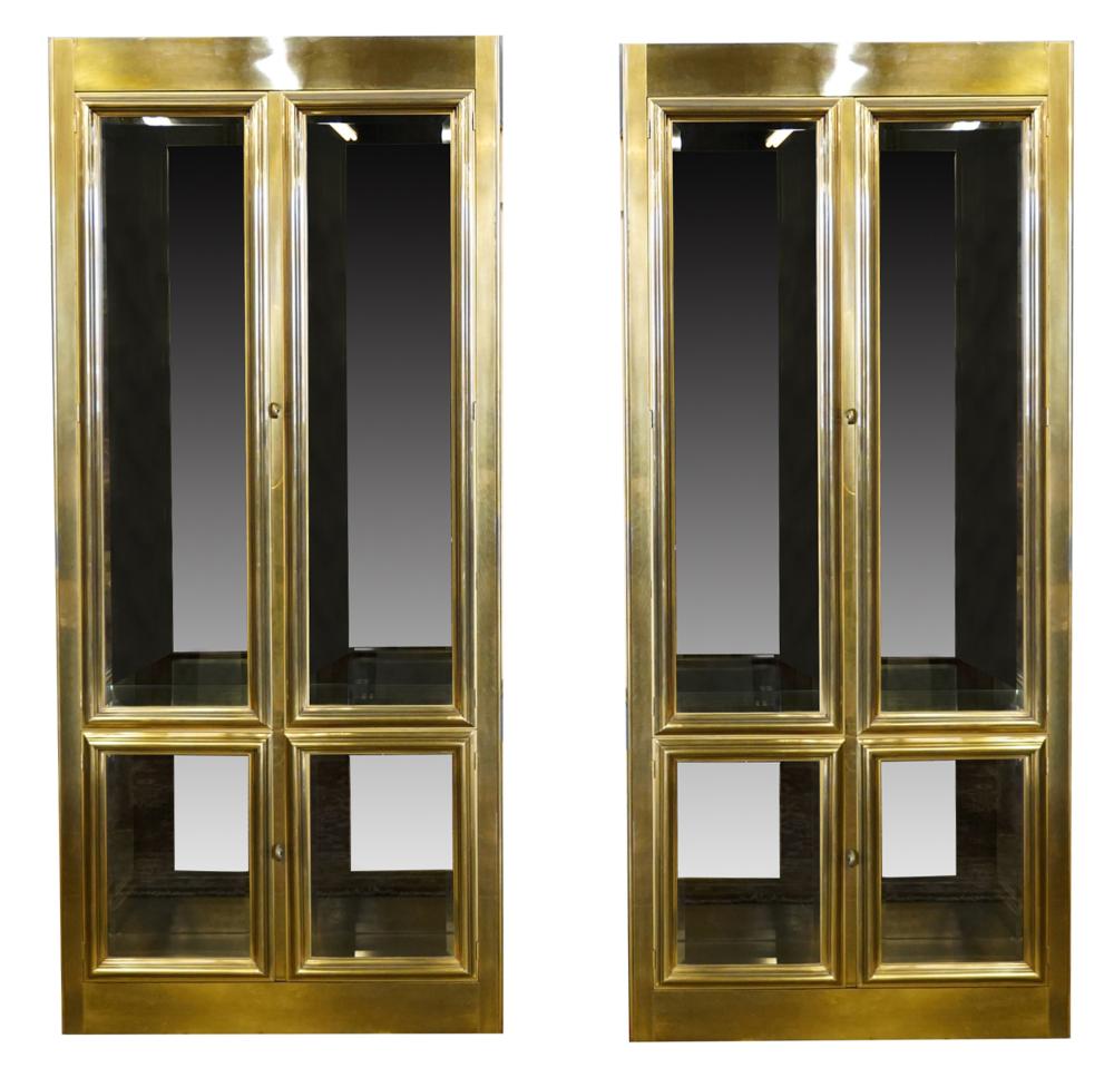 PAIR OF MASTERCRAFT VITRINE CABINETSbrass-clad