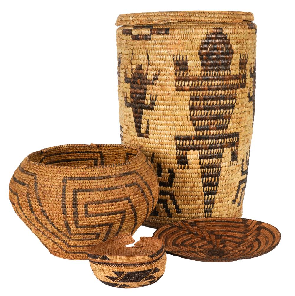 FOUR NATIVE AMERICAN COILED BASKETSthe 32f99c