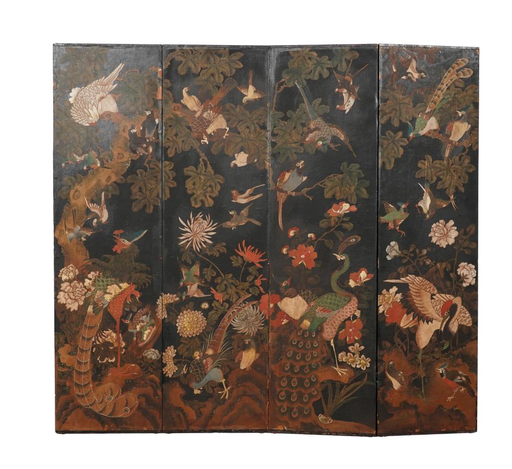 CHINESE PAINTED PAPER-COVERED FOUR-PANEL