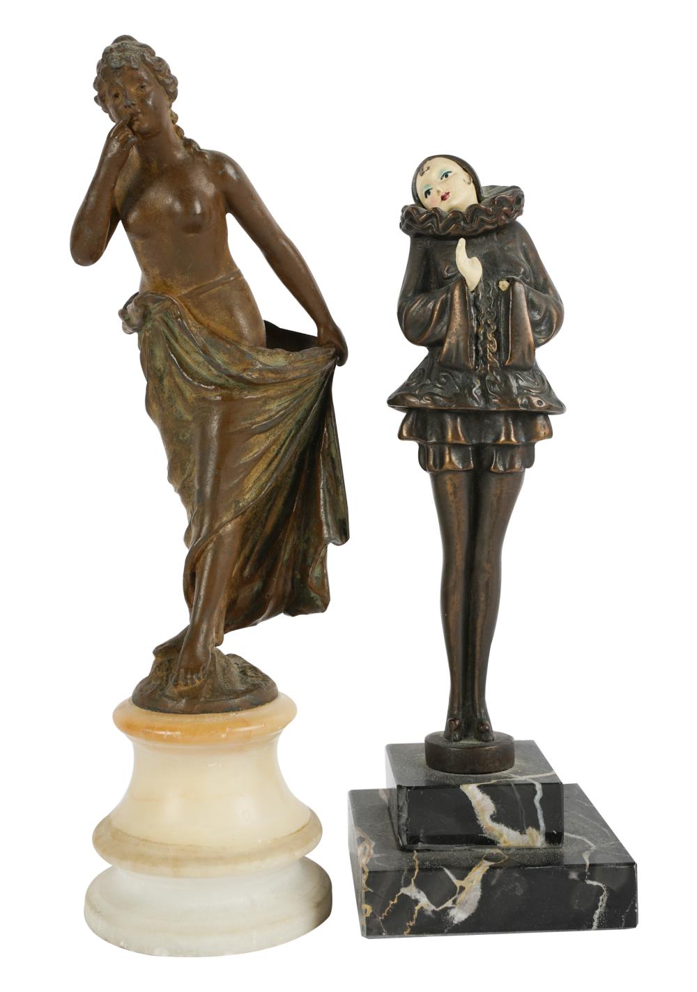 TWO FIGURESeach mounted to marble