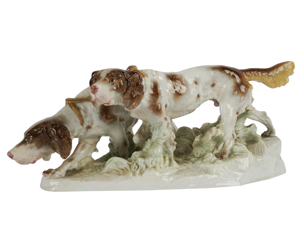 MEISSEN PORCELAIN DOG FIGURAL GROUPunder