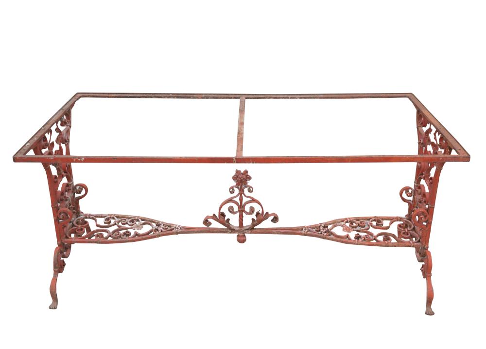 RED-PAINTED IRON TABLE BASEwith no top;