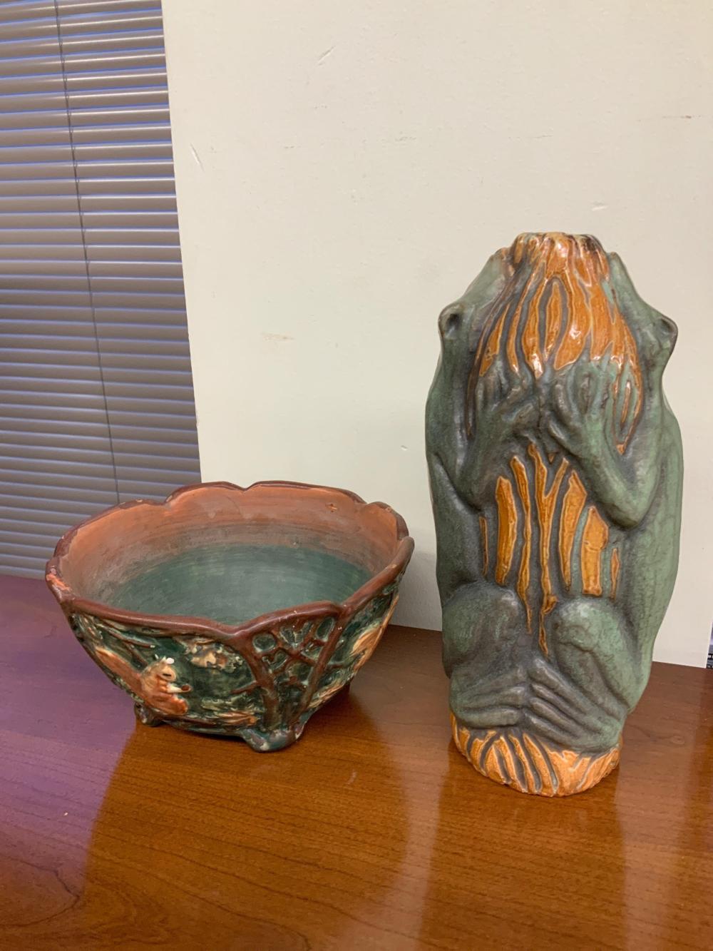 AMERICAN GLAZED POTTERY BOWL AND 32fa35