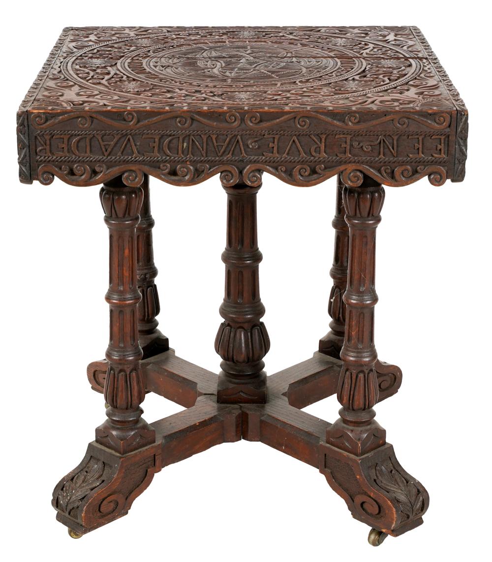 ANGLO-INDIAN CARVED WOOD END TABLEProvenance: