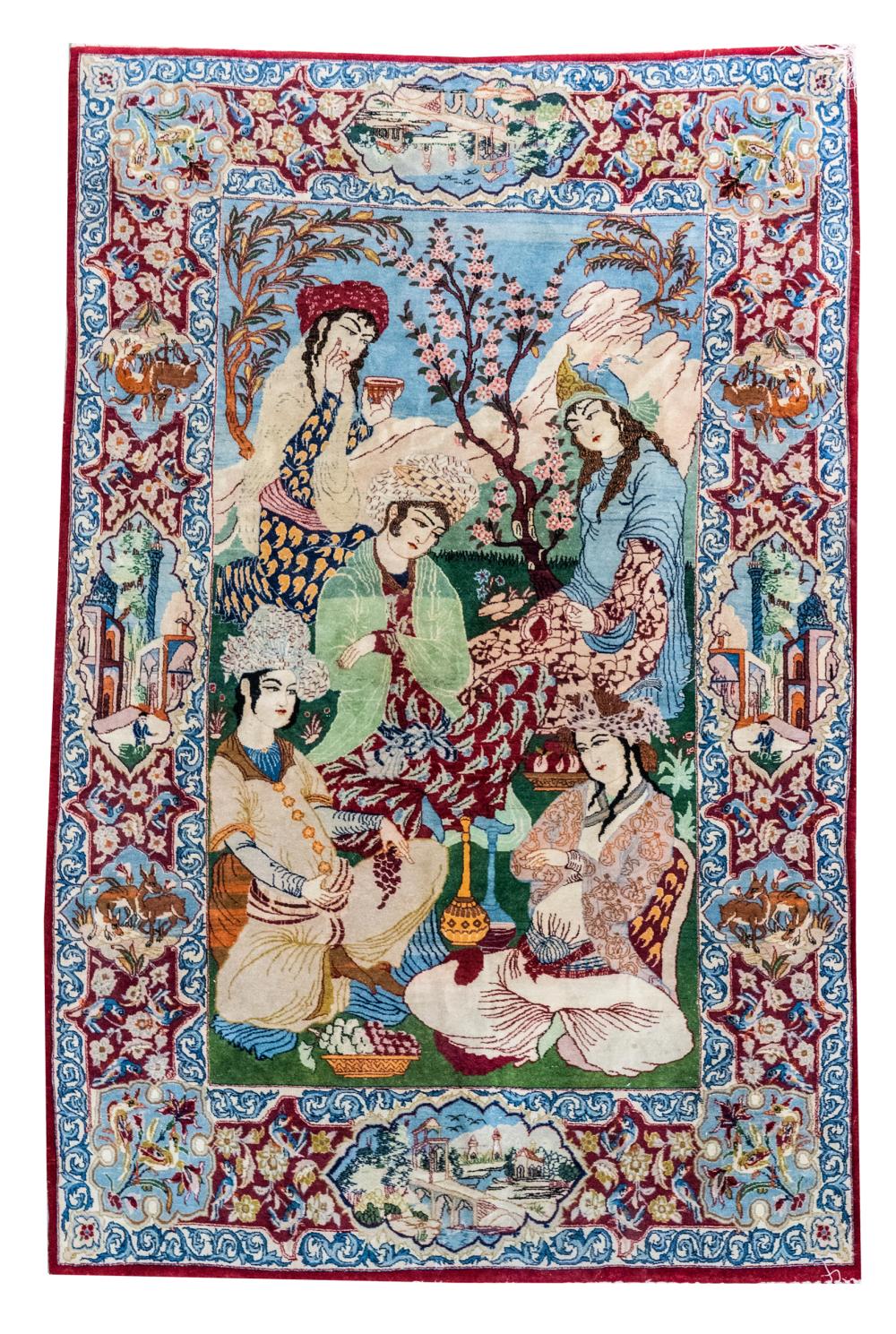 PERSIAN PICTORAL RUGwool on cotton;