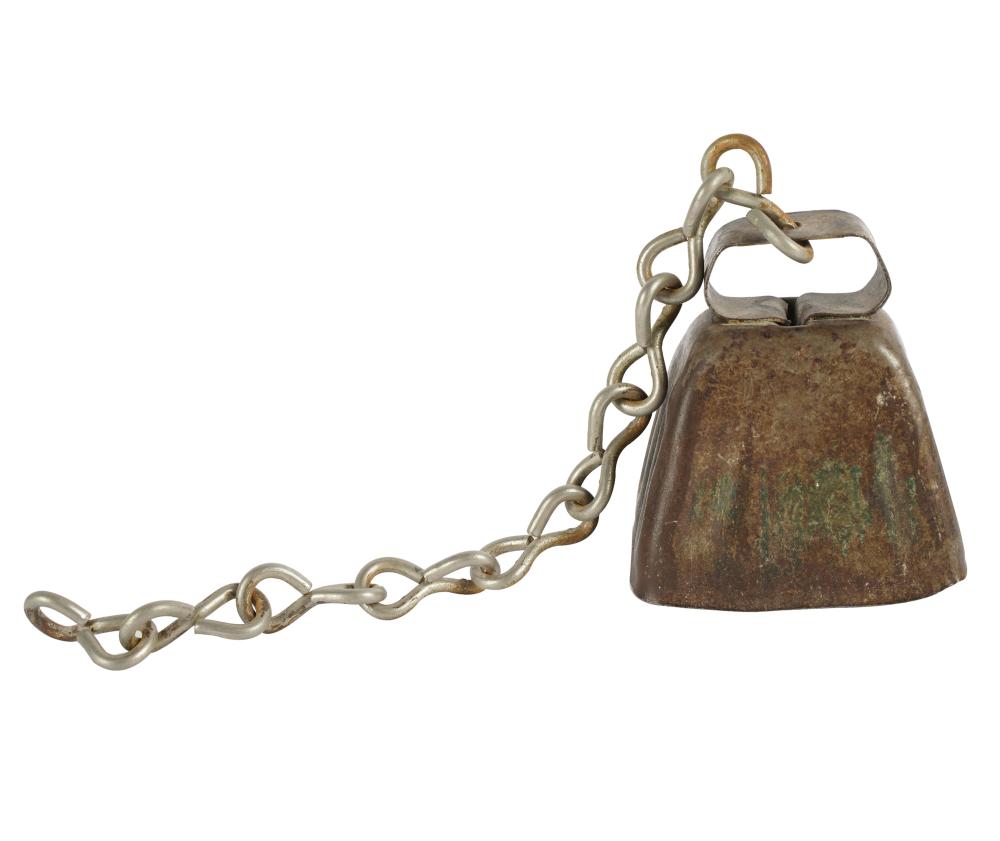 ANTIQUE COWBELLon chain; 3 inches