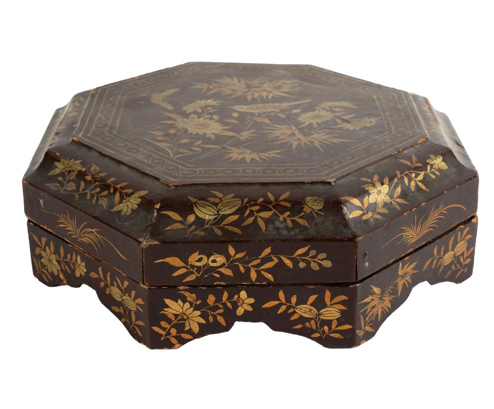 JAPANESE LACQUER-COVERED BOXhexagonal;