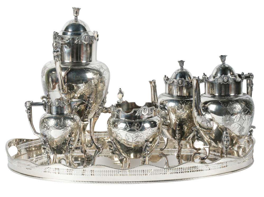 AMERICAN SILVER-PLATE FIVE-PIECE TEA