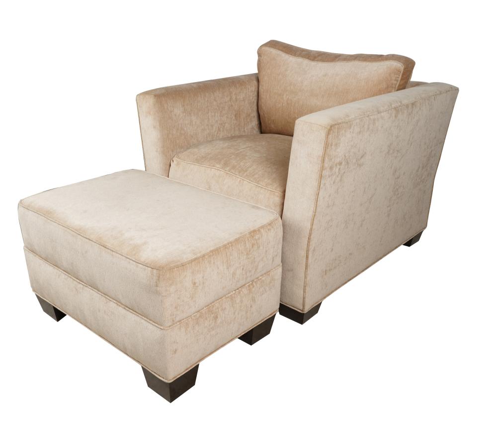 UPHOLSTERED CLUB CHAIR & OTTOMANcovered