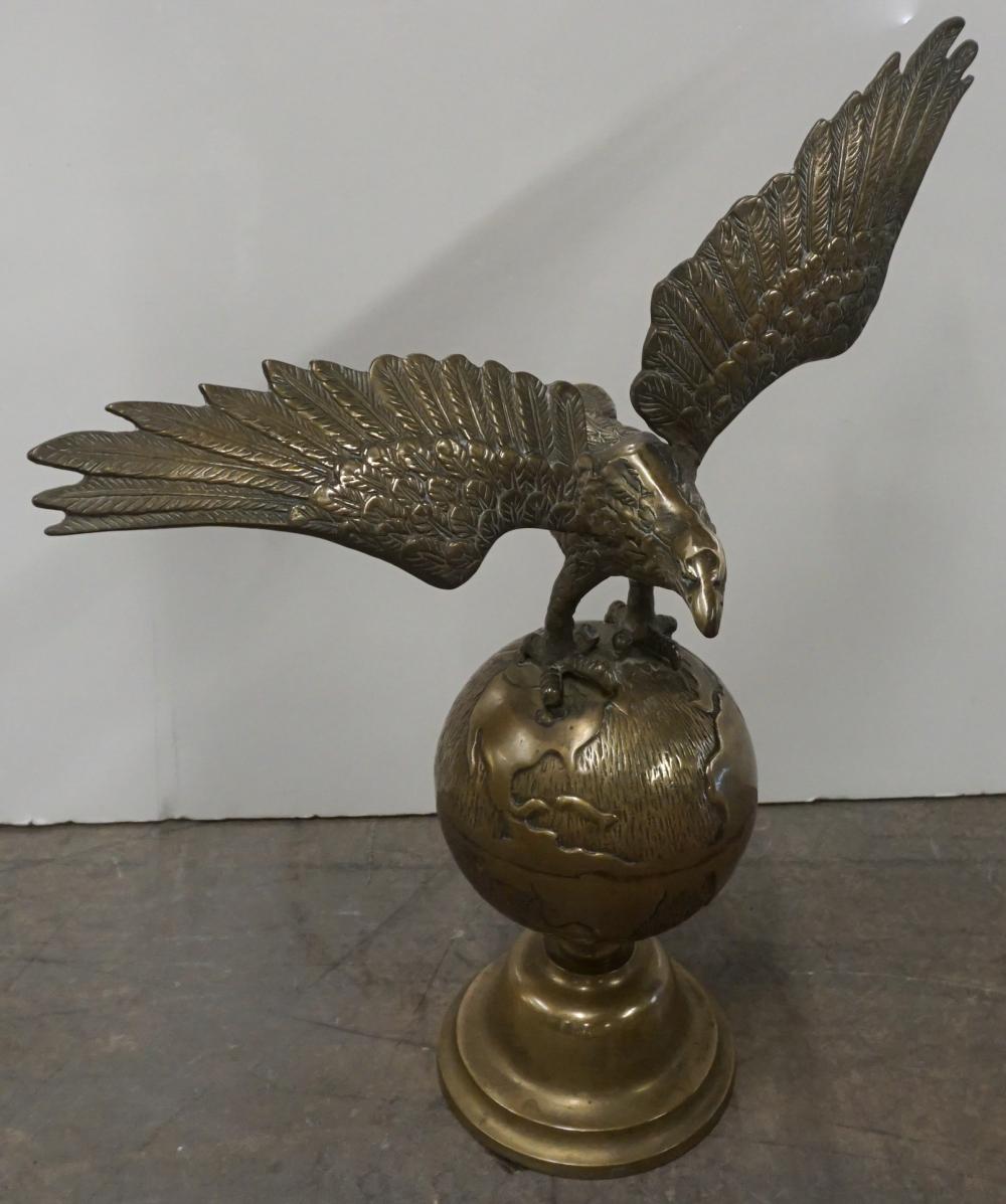 BRASS FIGURE OF EAGLE PERCHED ON