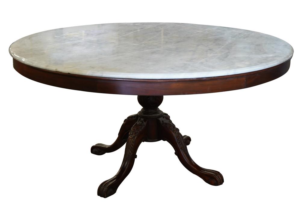MARBLE-TOP ROUND DINING TABLE20th century;
