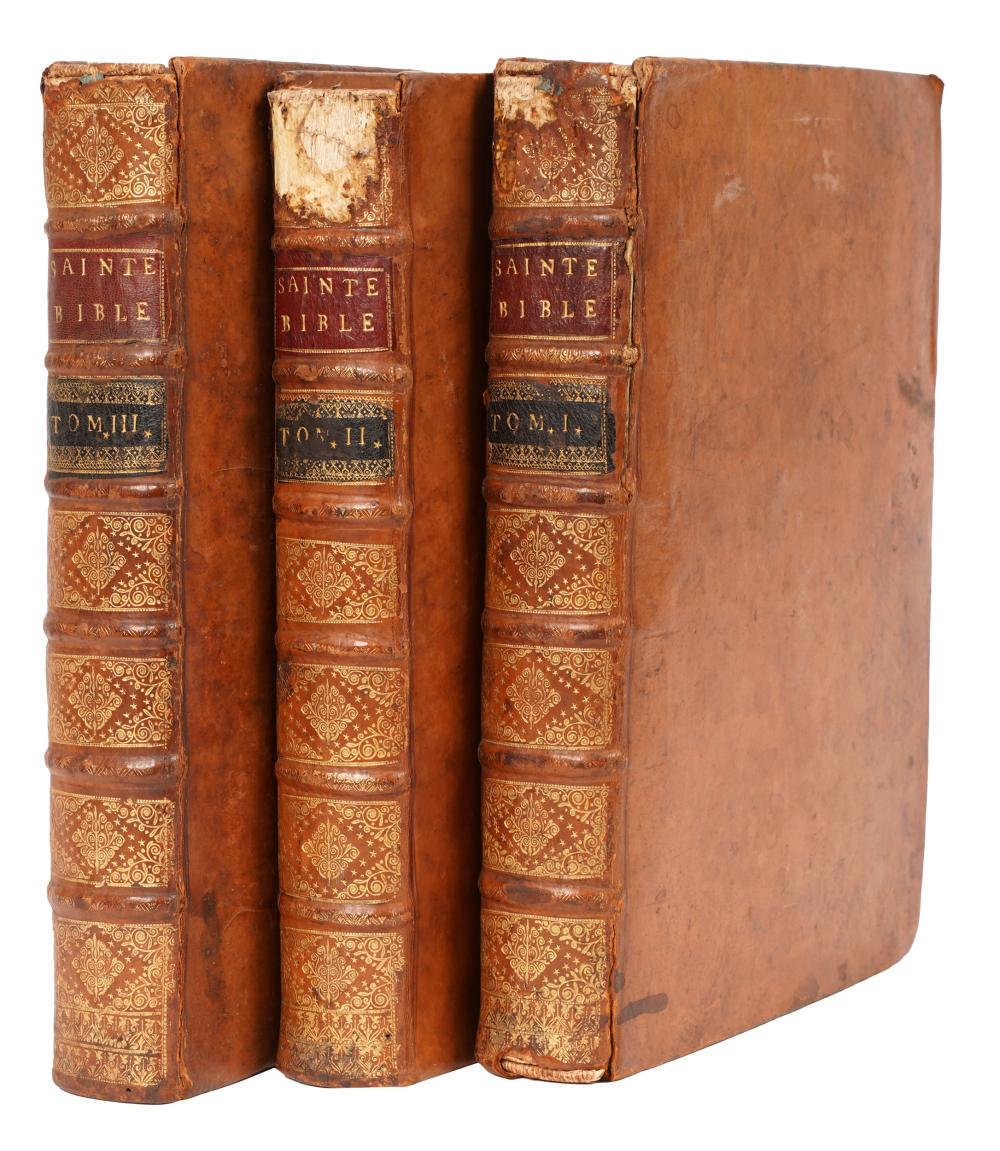 THREE ANTIQUE LEATHER-BOUND VOLUMES: