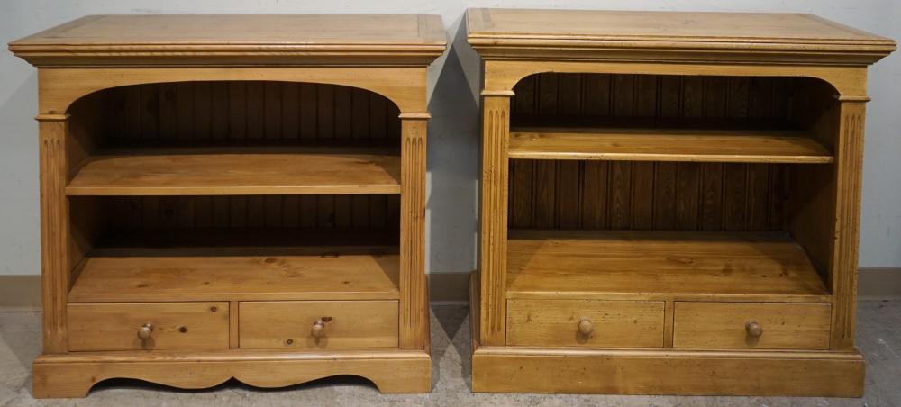 TWO ENGLISH PINE LOW OPEN BOOKSHELVES  32fb34