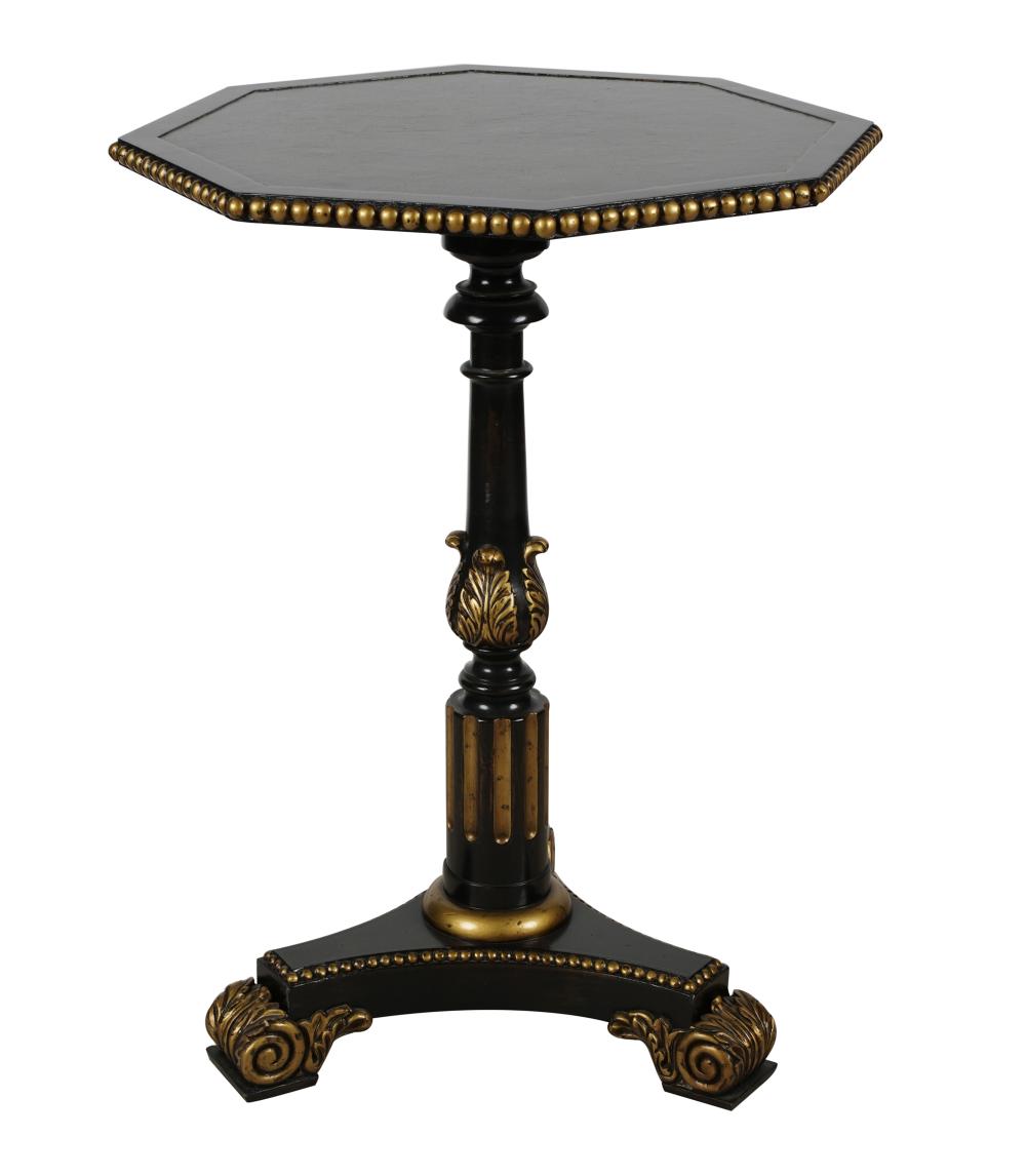 GILT & EBONIZED WOOD TRIPOD TABLEafter