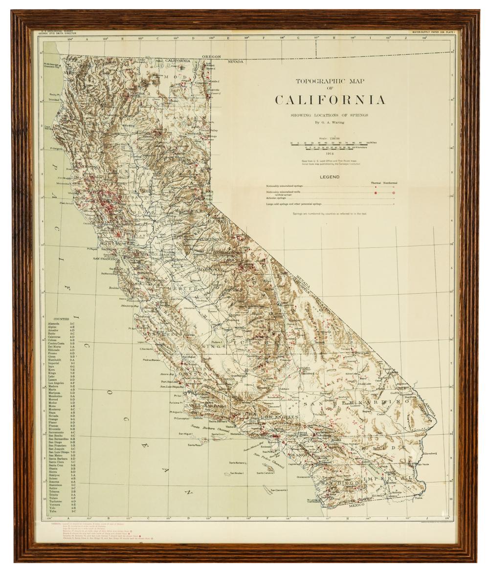 TOPOGRAPHIC MAP OF CALIFORNIAby G.A.