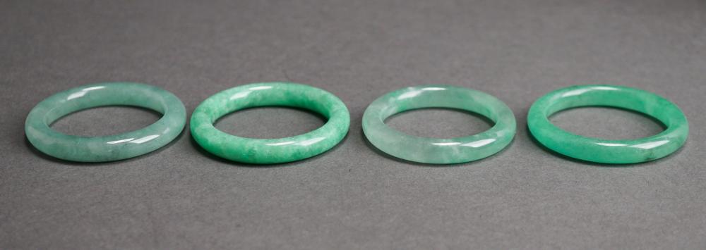 TWO PAIRS OF APPLE GREEN JADE YOUTH