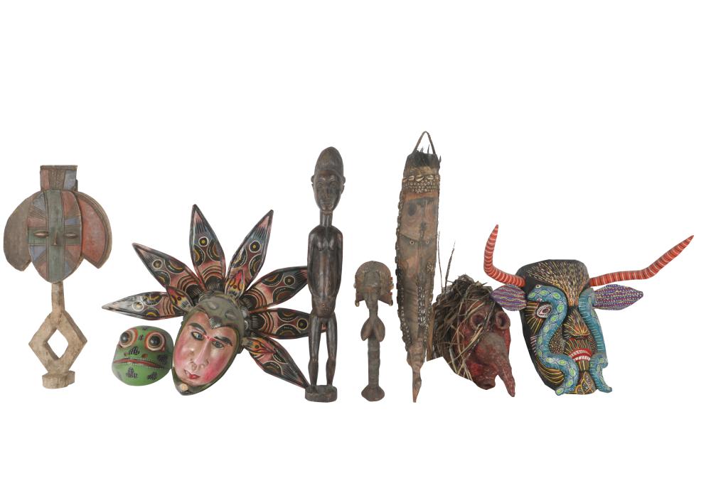 GROUP OF PAINTED CARVED WOOD MASKS 32fbb8