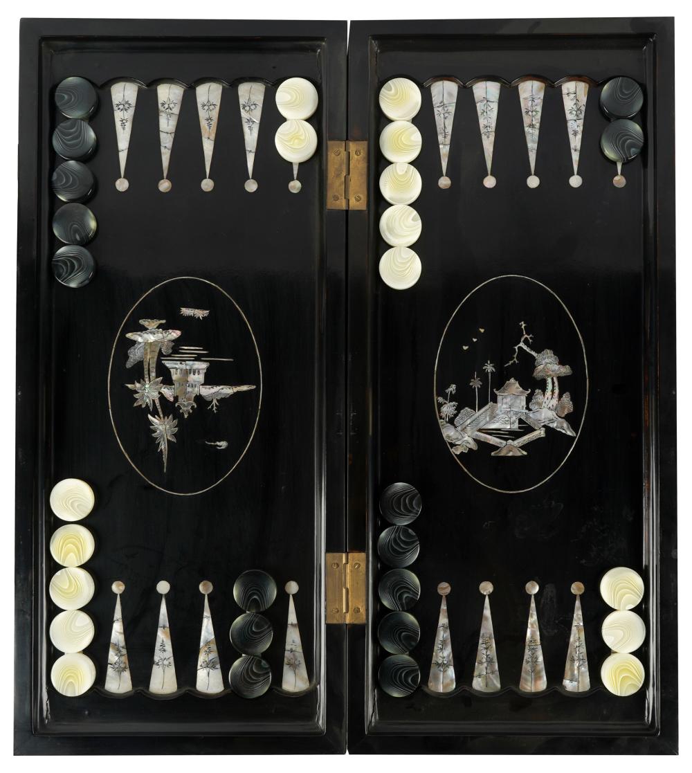 MOTHER-OF-PEARL INLAID BLACK LACQUERED