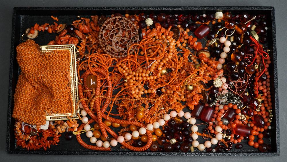 COLLECTION OF CORAL BEADED JEWELRY  32fbdf