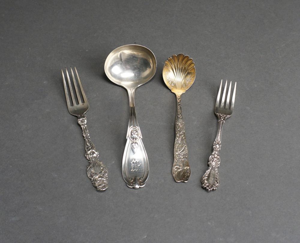 FOUR ASSORTED STERLING SILVER FLAT 32fbf4