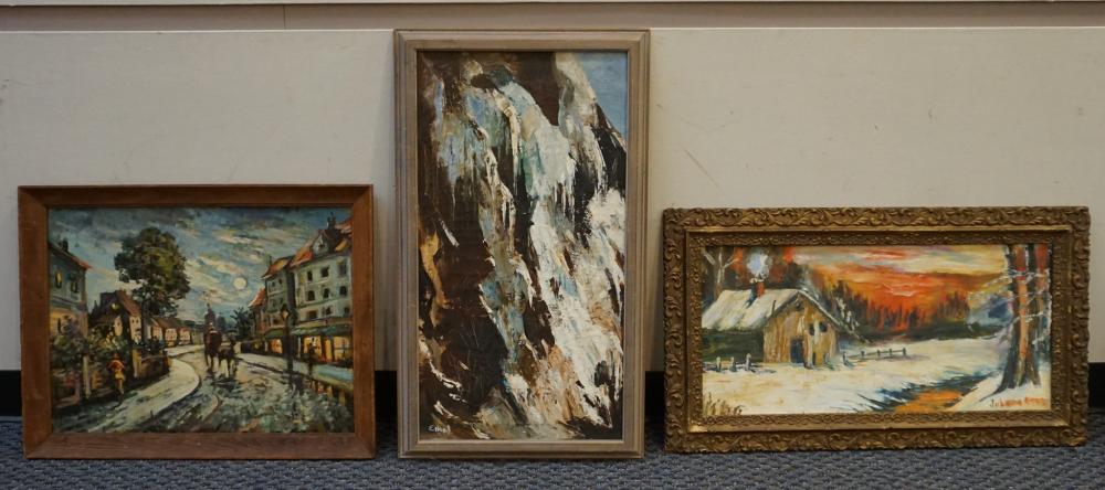 THREE ASSORTED OIL PAINTINGS AND 32fcd8