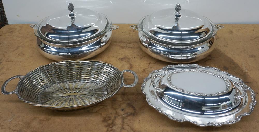 PAIR SHEFFIELD SILVERPLATE CASSEROLES,