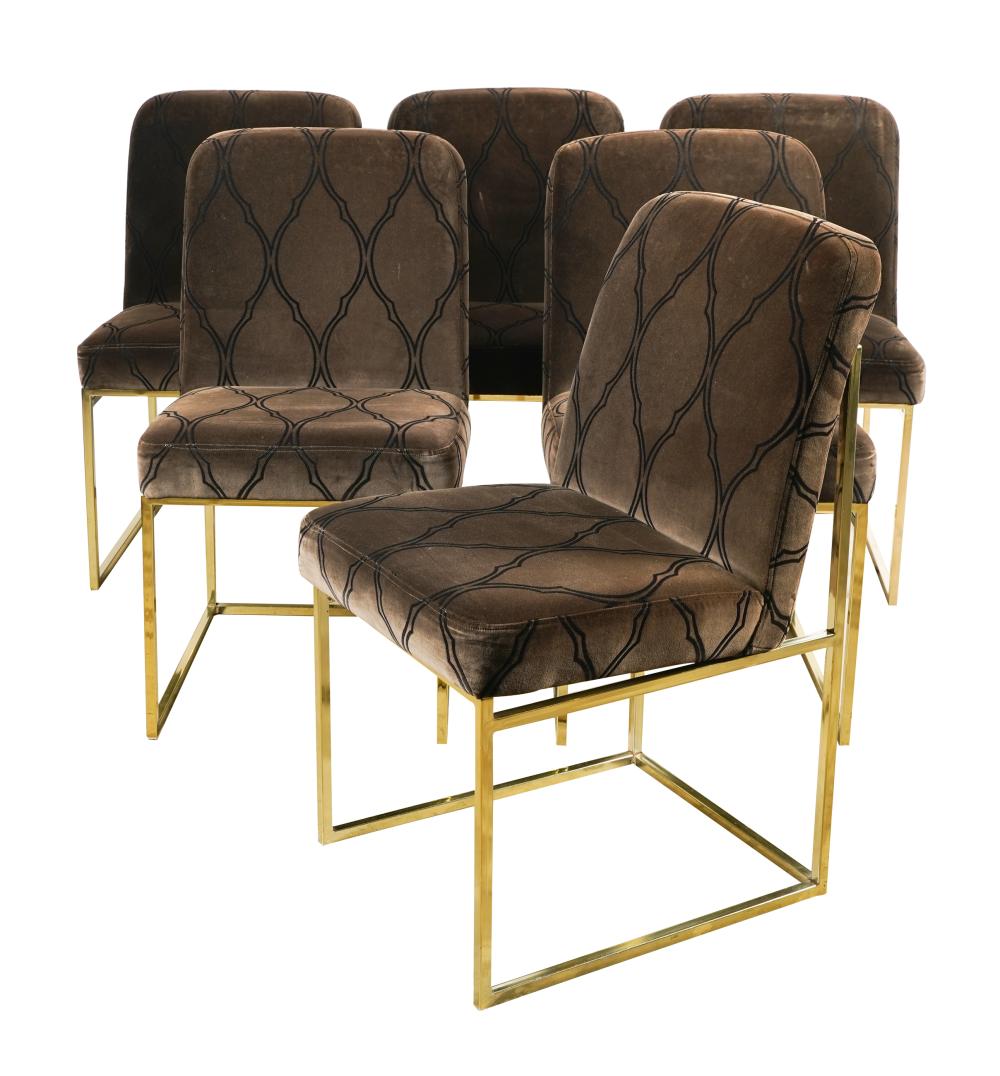 SET OF SIX UPHOLSTERED DINING CHAIRSunsigned;