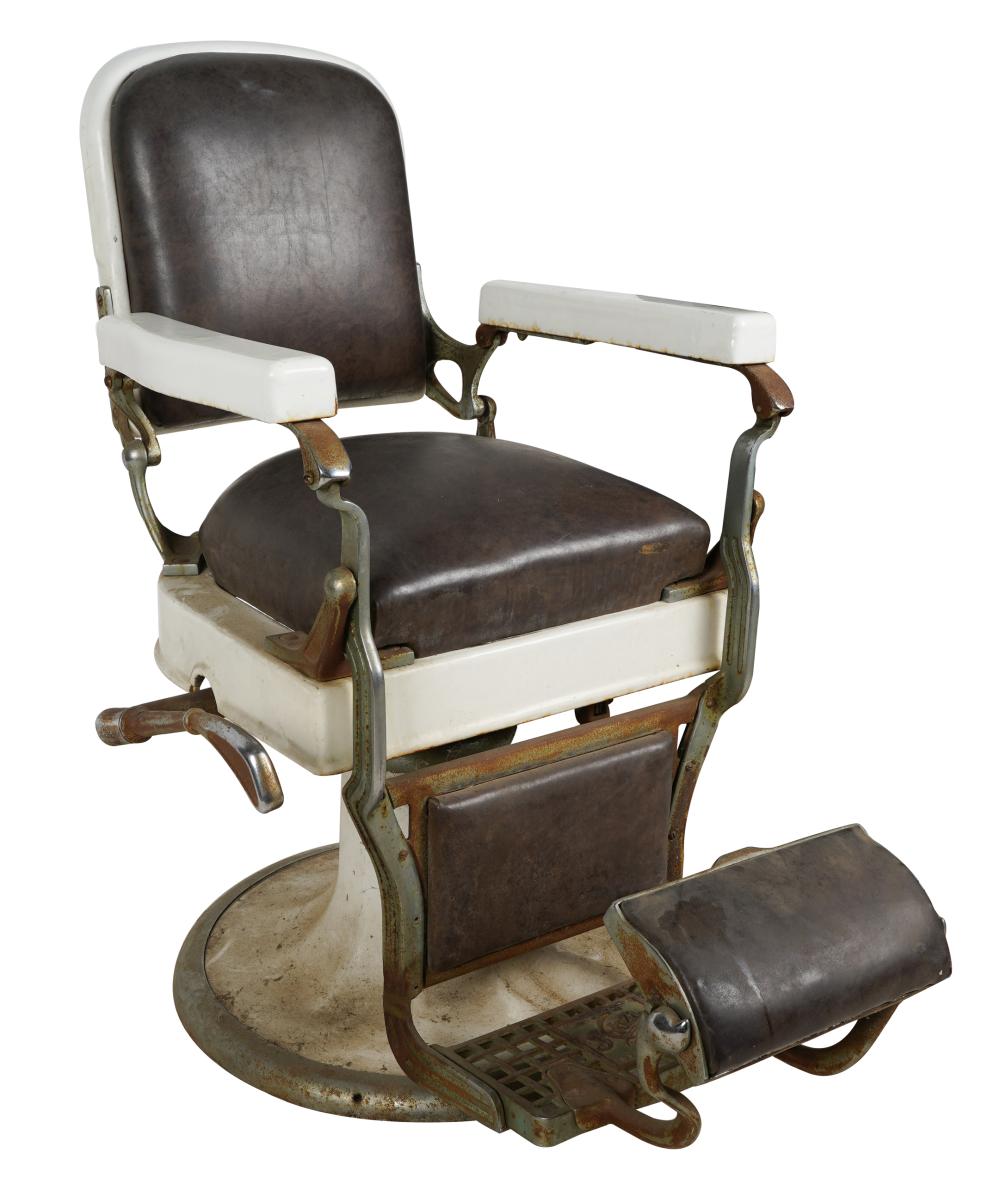 VINTAGE BARBER S CHAIRsigned Koken  32fd64