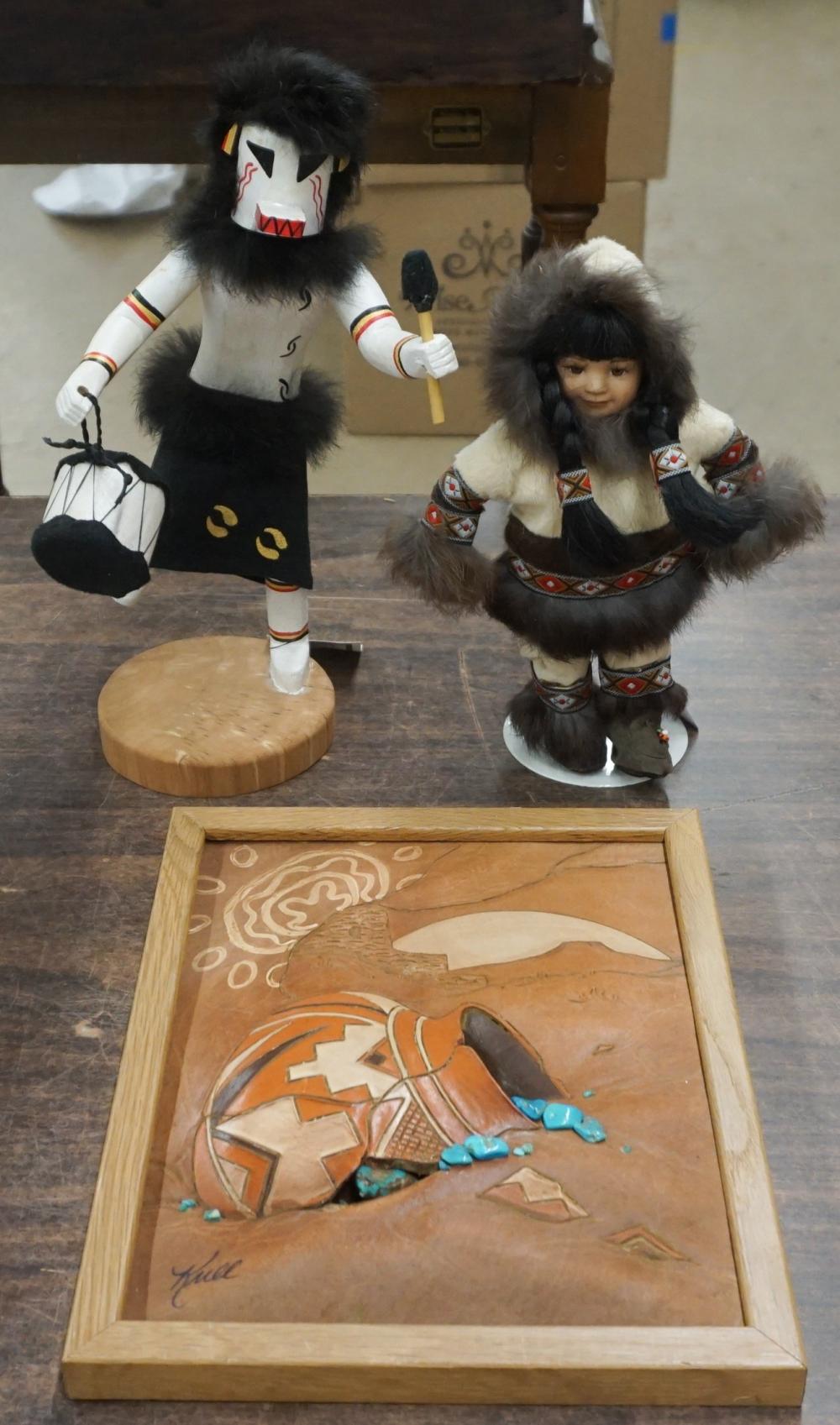 KACHINA AND ESKIMO DOLLS AND A THREE-DIMENSIONAL