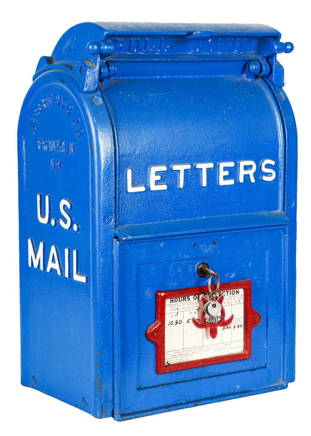 U.S. MAILBOXpainted cast iron; signed