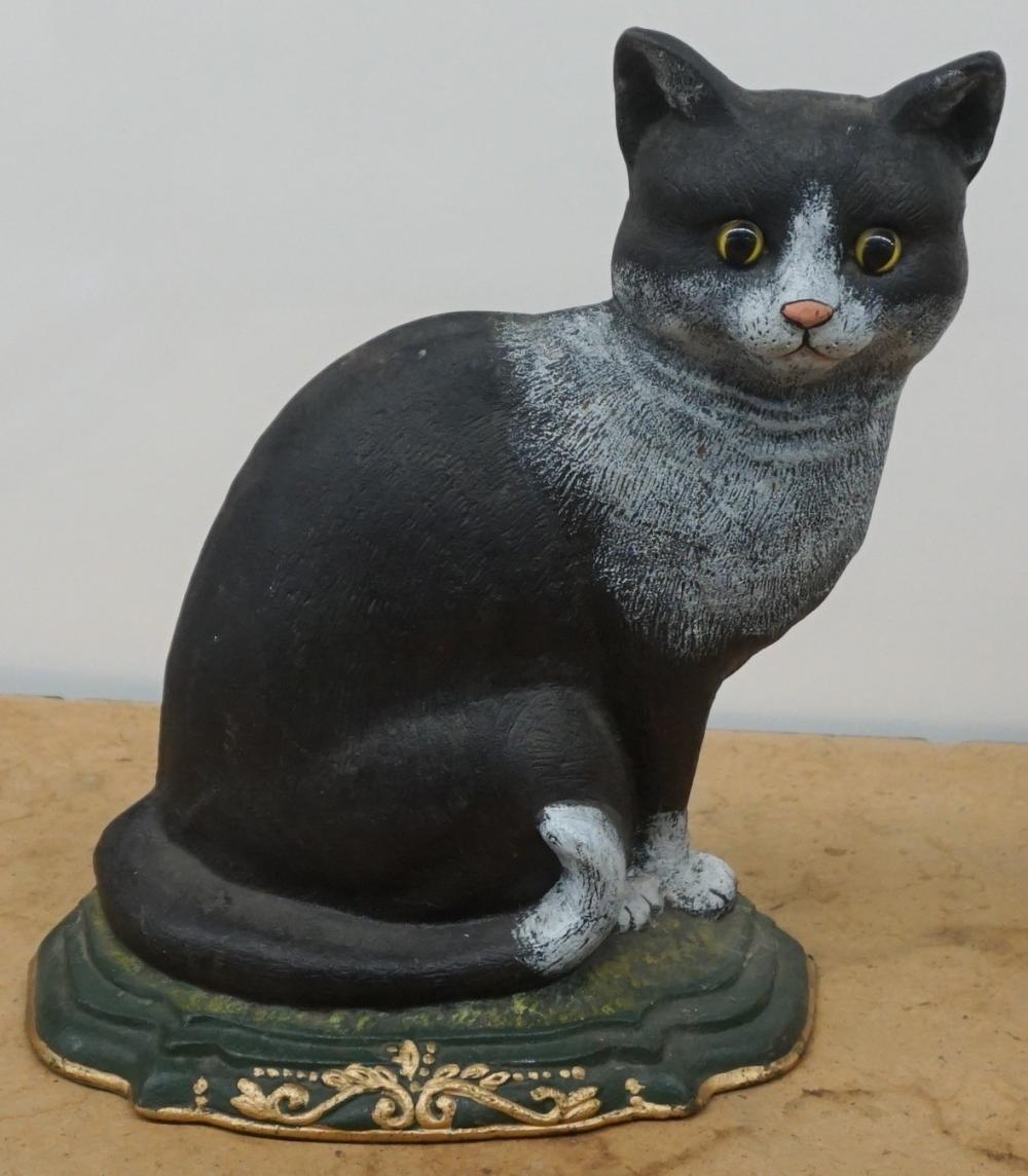 PAINTED IRON CAT-FORM DOORSTOP,