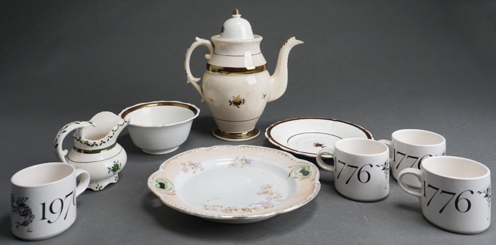 FOUR PIECES ENGLISH LUSTREWARE, PORCELAIN