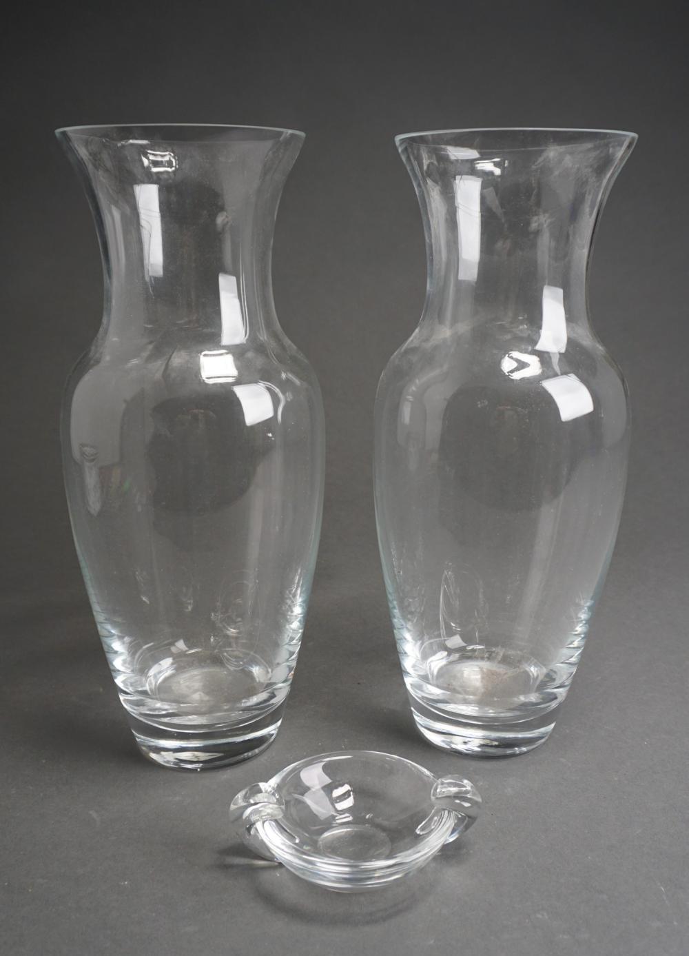 STEUBEN CRYSTAL ASH TRAY AND PAIR