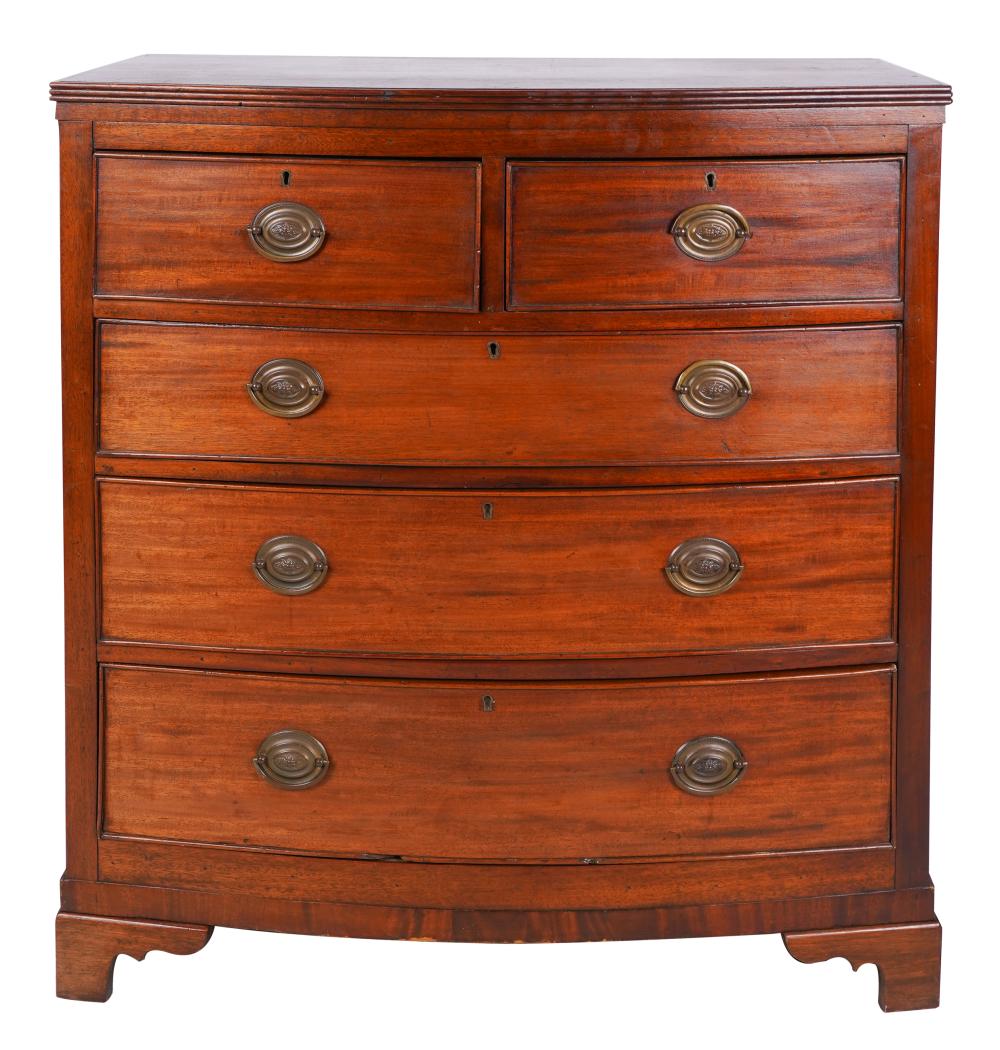 MAHOGANY BOWFRONT CHEST OF DRAWERS19th